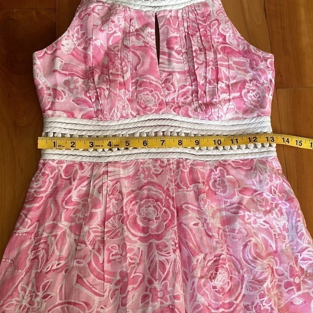 Lilly Pulitzer vintage 100% linen dress what’s your sign sundress pink white